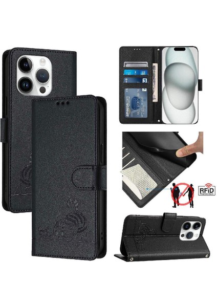 IPhone 15 Için Kılıf Pro Max Kart Yuvası Tutucu Kickstand Cüzdan Kapak Çevirin (Yurt Dışından)
