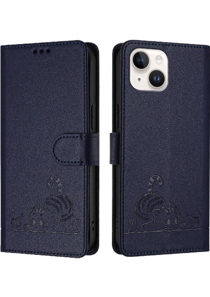 IPhone 14 Için Kılıf Artı Cüzdan Kapak Çevirin Kart Yuvası Tutucu Kickstand Kedi (Yurt Dışından)