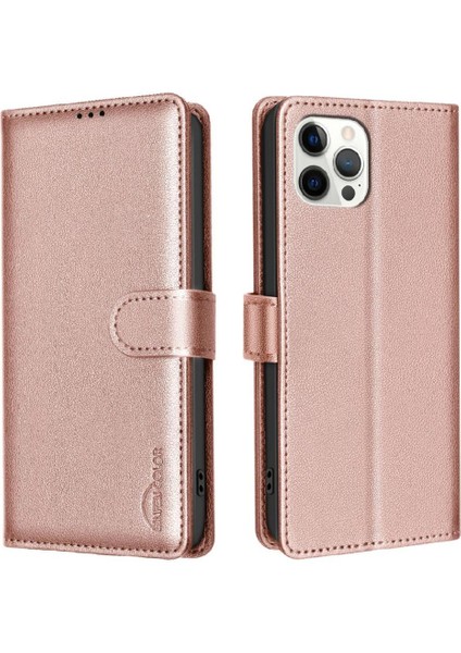 IPhone 12 Için Flip Case Manyetik Kart Tutucu Kickstand Cüzdan Pu Deri (Yurt Dışından)