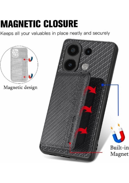 Xiaomi Redmi Için Not 13 4g Standı Fonksiyonu Manyetik Kart Tutucu Rfıd (Yurt Dışından)
