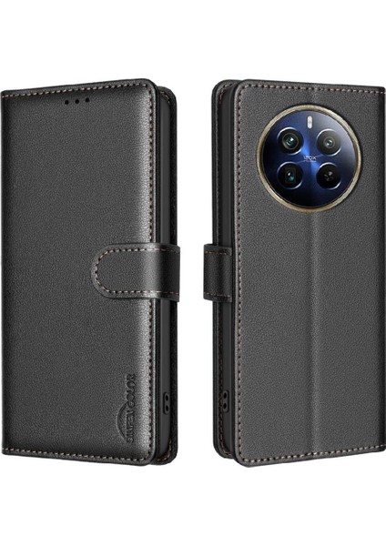 Realme 12 Pro Artı 5g Için Flip Case Pu Deri Cüzdan Manyetik Kart Tutucu (Yurt Dışından)
