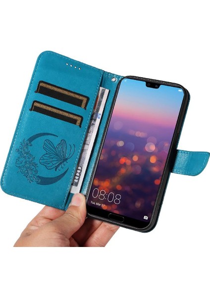 Kredi Kartı Yuvası ile Huawei P20 Pro Için Flip Case Kabartmalı Kelebek El (Yurt Dışından) modelleri