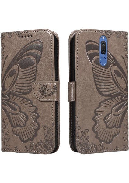 Huawei Mate 10 Lite Için Flip Case Ayrılabilir El Kayışı Kabartmalı Kelebek (Yurt Dışından)