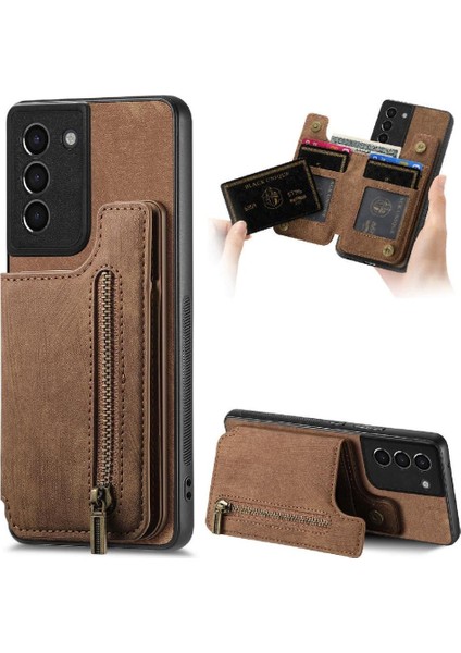 Samsung Galaxy S21 Vintage Fermuar Cüzdan Standı Fonksiyonu Için Kılıf Katlanabilir (Yurt Dışından) fiyatları