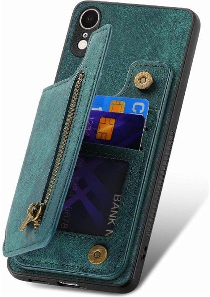 IPhone Xr Için Kılıf Standı Fonksiyonu Katlanabilir Arka Kapak Vintage Fermuar Cüzdan (Yurt Dışından) fırsatları