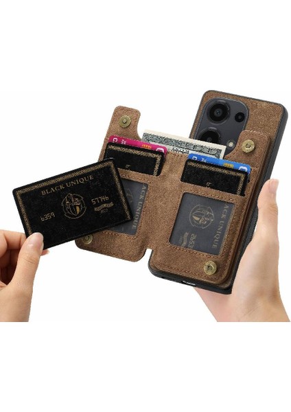 Xiaomi Redmi Için Not 13 Pro 4g Vintage Fermuar Cüzdan Standı Fonksiyonu (Yurt Dışından)