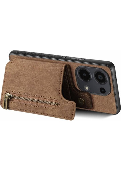 Xiaomi Redmi Için Not 13 Pro 4g Vintage Fermuar Cüzdan Standı Fonksiyonu (Yurt Dışından)