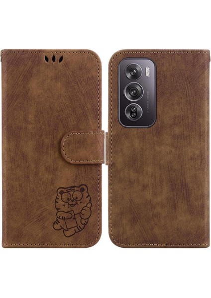 Oppo Oppo 12 Pro 5g Için Kılıf Tutucu Kapak Çevirin Folio Kabartmalı Sevimli Kaplan (Yurt Dışından)