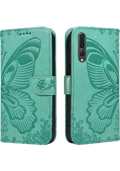 Kredi Kartı Yuvası ile Huawei P20 Pro Için Flip Case Kabartmalı Kelebek El (Yurt Dışından)