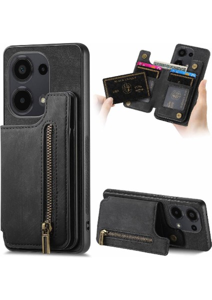 Xiaomi Redmi Için Not 13 Pro 4g Vintage Fermuar Cüzdan Standı Fonksiyonu (Yurt Dışından)