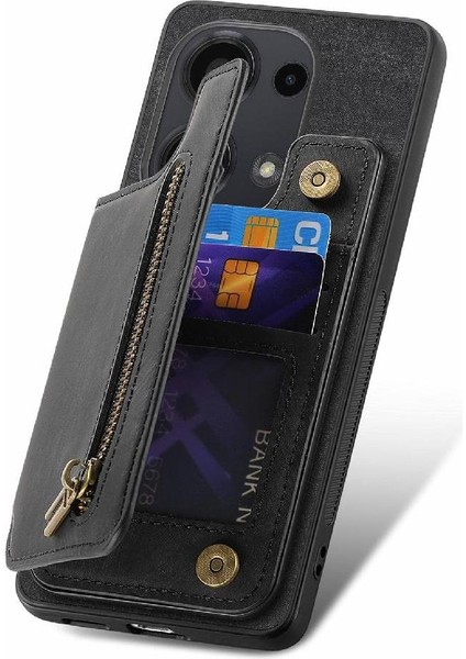 Xiaomi Redmi Için Not 13 Pro 4g Vintage Fermuar Cüzdan Standı Fonksiyonu (Yurt Dışından)