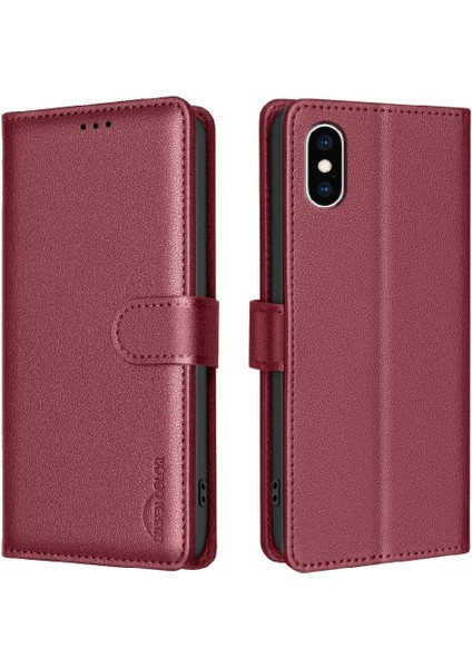 IPhone Xs Max Cüzdan Manyetik Kart Tutucu Kickstand Rfıd Pu Için Flip Case (Yurt Dışından)
