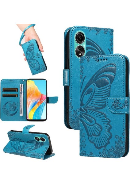 Kredi Kartı Yuvası Kabartmalı Kelebek El ile Oppo A78 4g Için Flip Case (Yurt Dışından) fırsatları