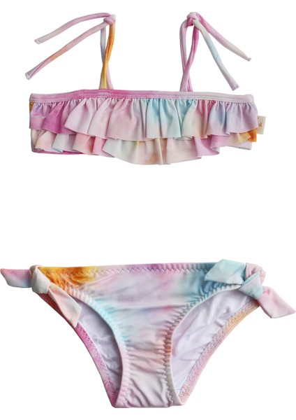 Uv Korumalı Fırfırlı Tie Dye Bikini Set fırsatları