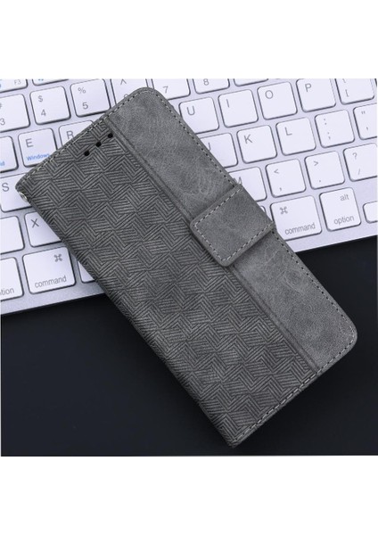 IPhone 16 Için Flip Case Artı Kickstand Özelliği Geometrik Kabartmalı Flip Pu (Yurt Dışından)