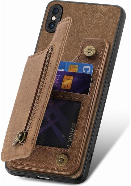IPhone Xs Max Katlanabilir Arka Kapak Vintage Fermuar Cüzdan Standı (Yurt Dışından) indirimleri