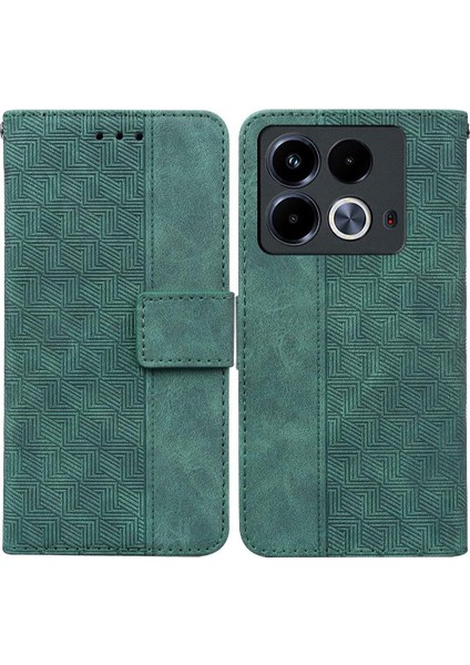 Infinix Not 40 4g Premium Pu Deri Flip Folio Geometrik Için Flip Case (Yurt Dışından)