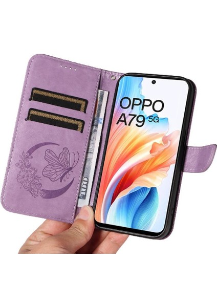 Oppo A79 5g Kabartmalı Kelebek Ayrılabilir El Kayışı ile Flip Case (Yurt Dışından) modelleri