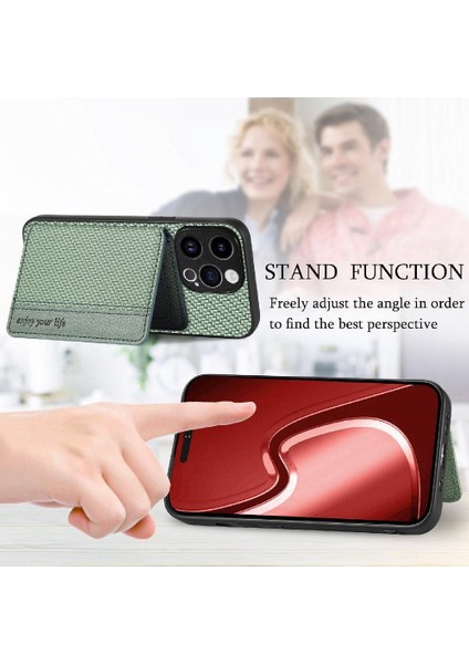 IPhone 15 Için Kılıf Pro Max Standı Fonksiyonu Manyetik Kart Tutucu Komple (Yurt Dışından)