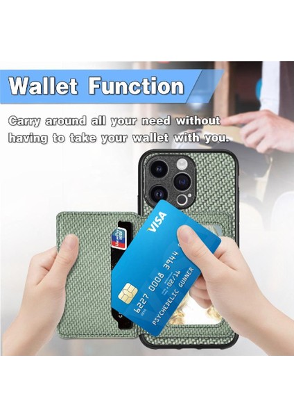 IPhone 15 Için Kılıf Pro Max Standı Fonksiyonu Manyetik Kart Tutucu Komple (Yurt Dışından)