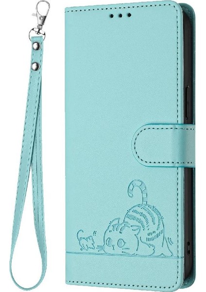 IPhone 12 Mini Kedi Rfıd Cüzdan Kapak Çevirin Kart Yuvası Tutucu (Yurt Dışından)