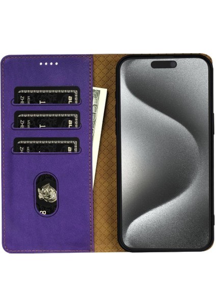 IPhone 14 Için Flip Case Pro Manyetik Kapatma Anti Kayma Yan Cep Kartı (Yurt Dışından)