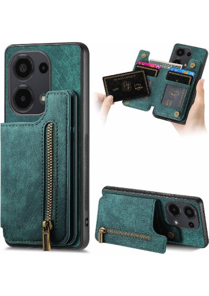 Xiaomi Redmi Için Not 13 Pro 4g Vintage Fermuar Cüzdan Standı Fonksiyonu (Yurt Dışından)