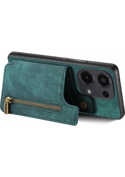 Xiaomi Redmi Için Not 13 Pro 4g Vintage Fermuar Cüzdan Standı Fonksiyonu (Yurt Dışından)