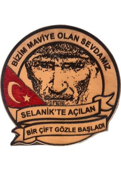 Atatürk Deri Peç Bizim Maviye Olan Sevdamız- Arma - Kırmızı Bayrak Mavi Göz