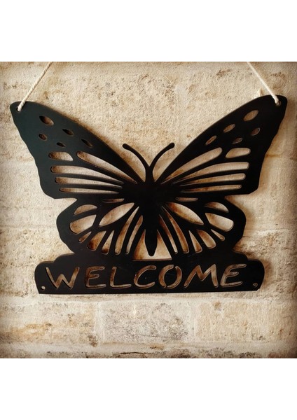 Ev Kapı Süsü Kelebek Welcome