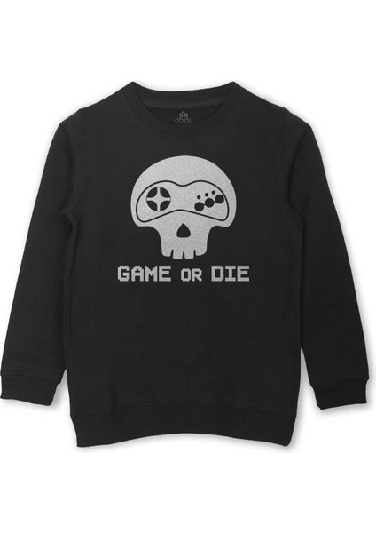 Game Or Die Midnight Club Oyun Dizi Film Baskılı Çocuk Sweatshirt Siyah Sweat