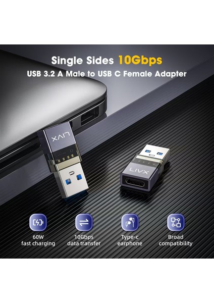 USB 3.2 To Type C Çevirici Dönüştürücü Otg 10GBPS 60W Ultra Hızlı Şarj ve Veri Aktarımı Otgdf