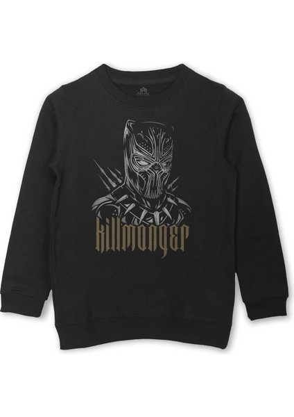 Çocuk Sweatshirt Golden Jaguar Black Panther Film Baskılı Kids Siyah Sweat