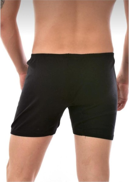 Erkek Siyah Pamuklu Ribana Paçalı Boxer Külot 6'Lı Paket (Model No-0111)