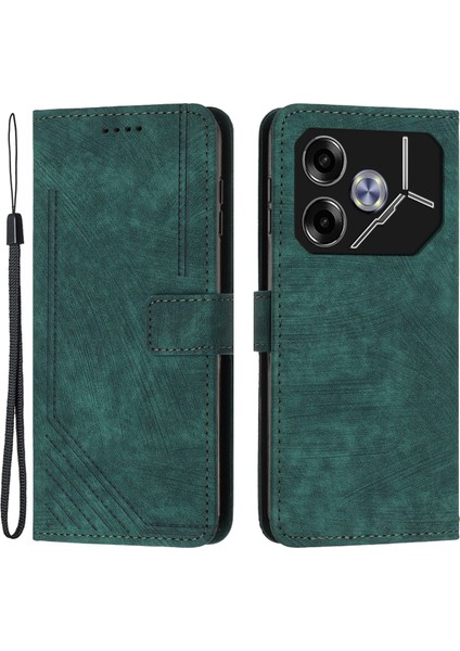 Tecno Pova 6 5g Halkalı Telefon Kılıfı Kapak Çizilmez Pu Deri Cüzdan Telefon Kılıfı (Yurt Dışından)