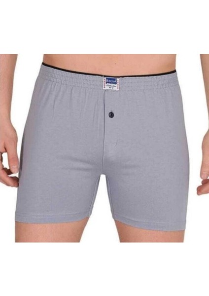 Erkek 6"Lı Siyah Penye Pamuklu Dügmeli Boxer 1099