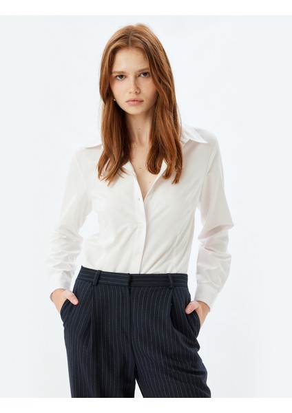 Klasik Gömlek Uzun Kollu Pamuk Karışımlı