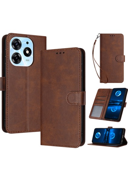 Tecno Spark 10 Pro Kayışlı Tpu+Pu Deri Telefon Koruyucu Kapak (Yurt Dışından)