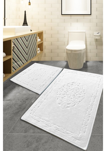 Elite Ekru Cotton 2 Li Set Banyo Halısı