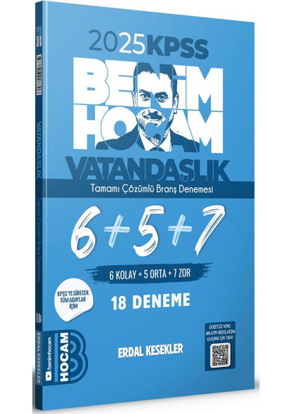 Benim Hocam 2025 KPSS Vatandaşlık Tamamı Çözümlü 6+5+7 18 Deneme