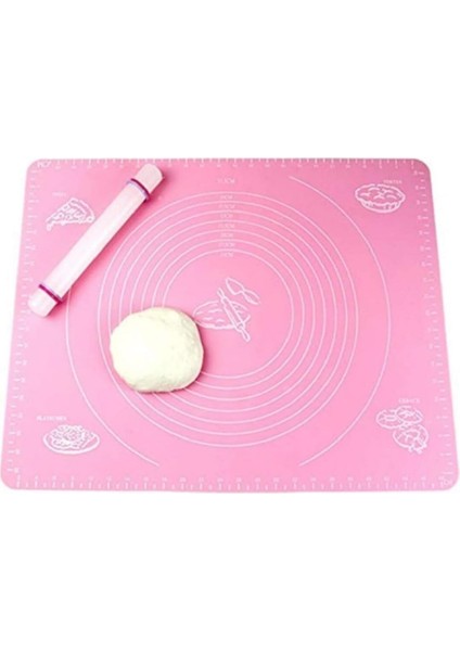 Baker Home Büyük Boy Silikon Hamur Açma Matı 65X45 cm (Pembe)