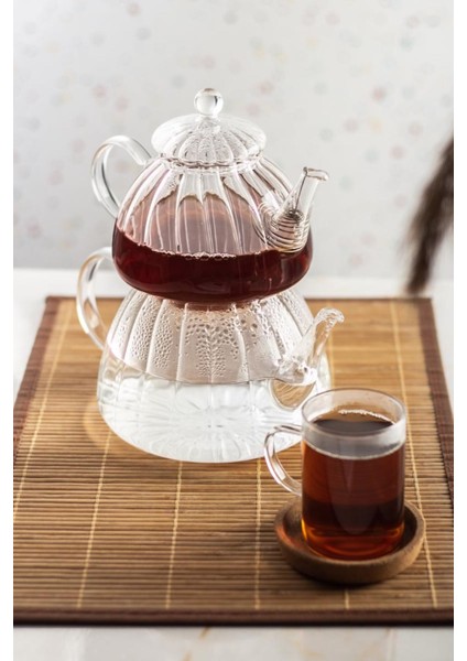 Ginata Isaya Dayanıklı Borosilikat Cam Çaydanlık 750 / 1300 ml