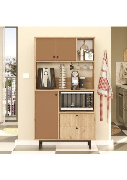 Royce Serisi Kahve Köşesi Çok Amaçlı Dolap Mutfak Dolabı Sepet-Kiremit Re3-Sk fiyatları