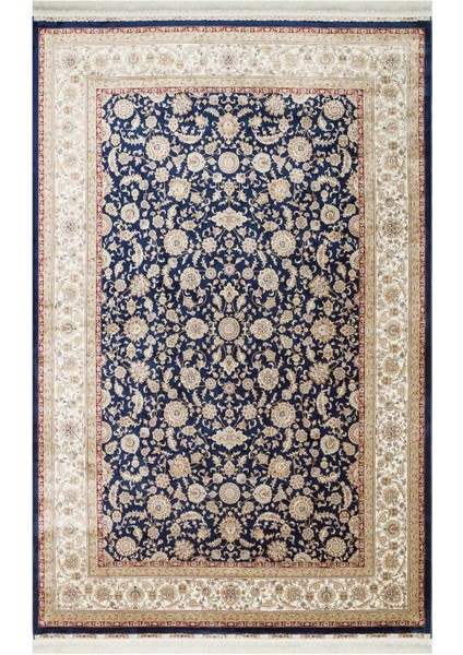 Isfahan Isf 03 Navy Cream Klasik Desenli Yüksek Kalite Sık Dokuma Makine Halısı