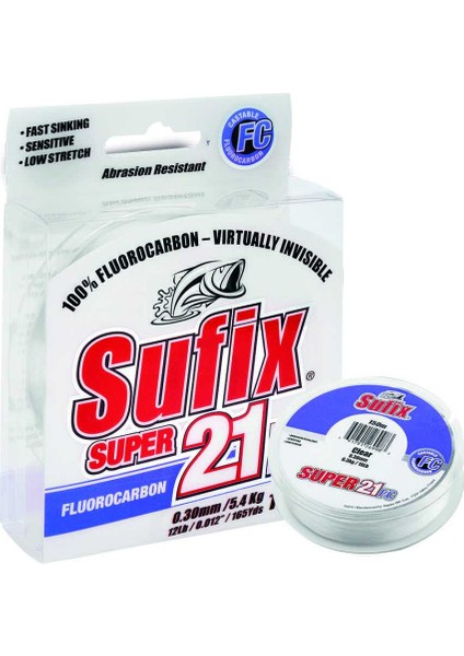 Süper 21 Fluorocarbon Misina CLEAR-0.35MM - 80MT - 9kg