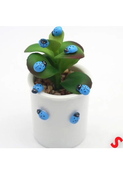 50 Adet Parti Uğur Böceği Ahşap Sticker, 1,9cm x 1,4cm