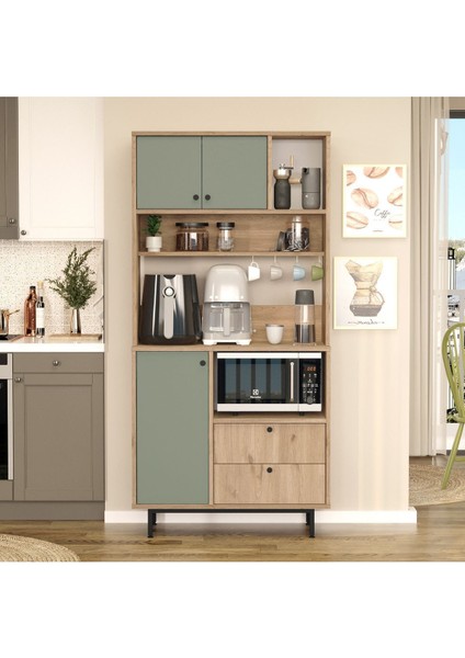 Royce Serisi Kahve Köşesi Çok Amaçlı Dolap Mutfak Dolabı Sepet-Ihlamur Yeşili Re4-Sy fiyatları