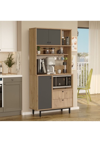 Royce Serisi Kahve Köşesi Çok Amaçlı Dolap Mutfak Dolabı Sepet-Antrasit Re4-Sa fiyatları