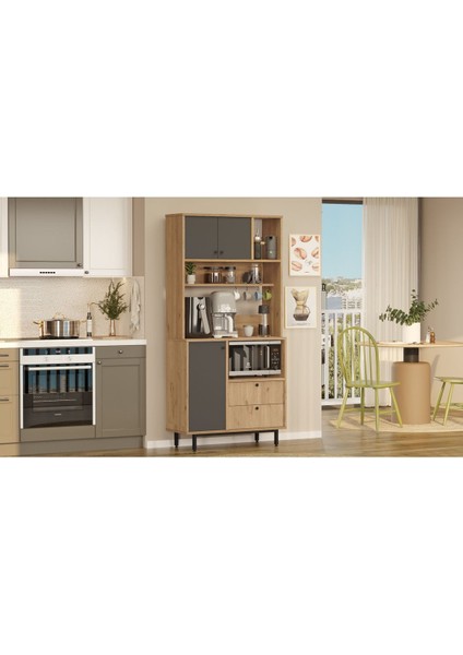 Royce Serisi Kahve Köşesi Çok Amaçlı Dolap Mutfak Dolabı Sepet-Antrasit Re4-Sa modelleri