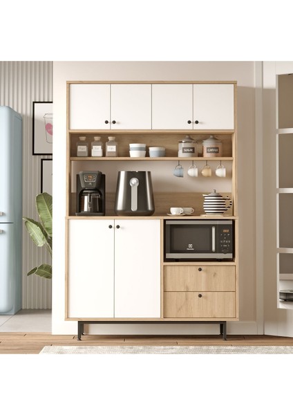 Royce Serisi Kahve Köşesi Çok Amaçlı Dolap Mutfak Dolabı Sepet-Beyaz Re5-Sw